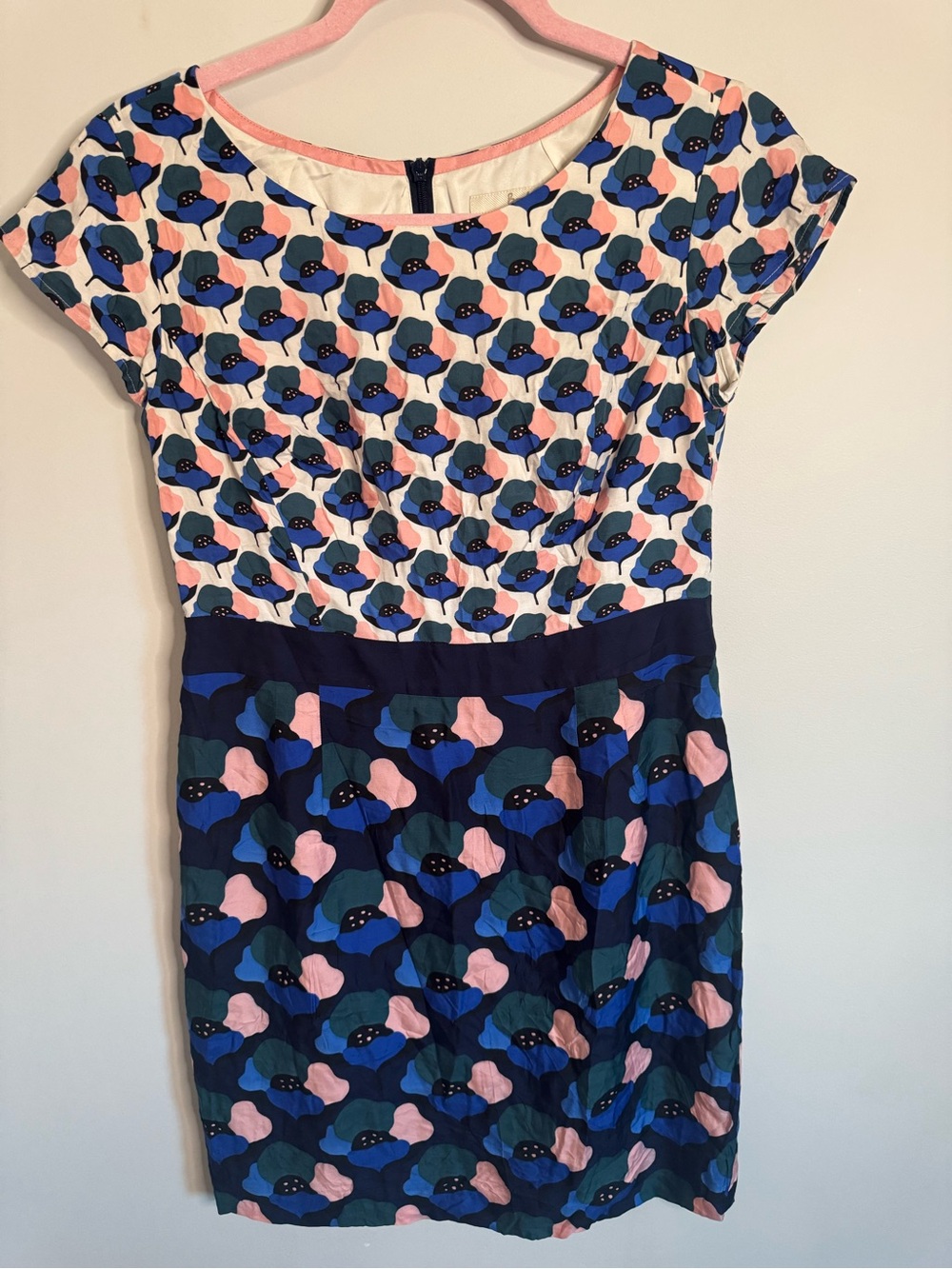 Boden Floral Print Cap Sleeve Dress in Navy, Blue & Pink size 6P